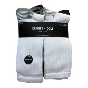 Kenneth Cole 6 Pairs Men's Quick Dry White and Black Socks
